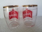 Pbc Special Holiday Beer 3  Barrel Glass Lot Of 2 Gold Trim Potosi Brewing
