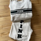 Victoria   s Secret Pink Ivy Fleece Classic Crew Sweatshirt And Sweatpants Set