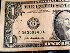 Ink Well Contamination Error Black Serial Number 2013 One Dollar Bill