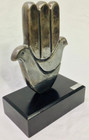 Antique Silver Vintage Silver  Judaica Silver Hand Hamsa Scene With Stand Marble