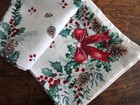 Max Studio Red Green Ivory Christmas Holly Berry Pinecone Swag Napkins 8pc