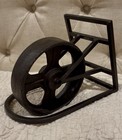 Vintage Industrial Cast Iron 6    Wheel In Bracket Frame Look