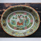 Antique Chinese Export Rose Canton Foo Dog Porcelain Platter Decorated Underside