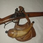 Vtg Sexton Musket Powder Horn Metal Rifle Wall Hanging Mcm Frontier Decor 43   