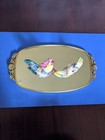 Vintage Matson Oval Vanity Mirror Gold Ormolu Roses Pattern 17  X 8  T420  Read