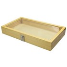 Pocket Knife New Natural Wood Glass Top Red 10 Slot Display Box Case