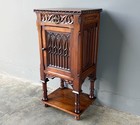 Antique French Gothic Solid Walnut Night Stand cabinet With Detailed Carvings