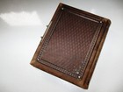 Empty Antique Leather Photo Album For Both Cabinet   Cdv Size Photos Gold Grapes