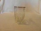 Vintage 3 25  Tall Clear Shot Glass With Gold Rim Star Footed Engraved Details