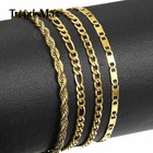 3mm Gold Plated Stainless Steel Figaro Curb Chain Anklet Bracelet Women 10 