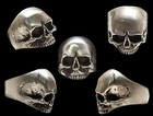 Skull Ring  Sterling Silver Keith Richards Skull Ring   solid Inside   Brushed