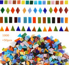 1050 Pieces Mixed Shapes Glass Mosaic Tiles For Crafts Colorful Stained Glass 