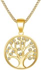 Tree Of Life Pendant Necklace Simulated Diamond  18  Chain Solid Sterling Silver