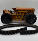 Vintage Marx No  5 Tin Wind-up Climbing Tractor Toy Orange   Yellow Parts Repair