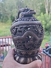 Antique Chinese Dragon Bronze Incense Burner Buddhist Signed
