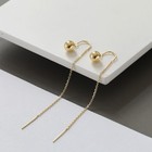 14k Real Gold Women Threader Wire With Ball Long Dangle Minimalist Earrings