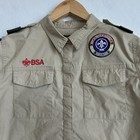 Boy Scouts Bsa Uniform Shirt Girls Xl Short Sleeve Pockets Embroidered Beige Tan
