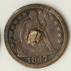 1847 Love Token Seated Liberty Dime - Engraved Design - Lt7