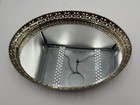 Vintage Oval Vanity Dresser Mirror Tray Gold Metal Filigree Trim 8 25 x 11 25 