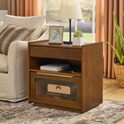 Mid Century Modern Nightstand With Charging Station   Outlet Hole   2 Drawers  F
