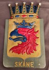 Vintage Skane Sweden Coat Of Arms  Cast Metal Relief Wall Plaque