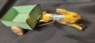 Reproduction Of Vtg Tin Toy Running Racing Rabbit Pulling Wagon  Made In China 