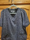 Gray   Black Print Scrub Top By Grays Anatomy Sz 2x  Labeled 3x  Fits Like 2x