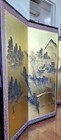 Japanese Byobu Four-panel Folding Screen Mountain Village On Lake Signed 70 x46 