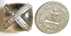 Vintage Signed Replica Made In Italy Lucite Crystal Rhinestone Clip On Earrings