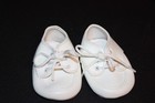 White Faux Leather Lace Up Baby Doll Shoes  Vintage