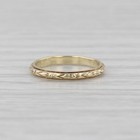 Vintage Baby Ring 14k Yellow Gold Floral Engraved Band Small Size