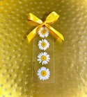 Pressed Wildflowers White Daisies Gold Satin Bow Handmade Bookmark For Gifting