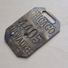 1860s Chicago And Milwaukee Railroad Railway Train Brass Luggage Baggage Tag