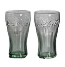 Set Of 2 Coca-cola Genuine Glass Green Tint Coke Glasses 6 25 Oz Libbey Nos