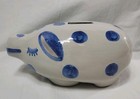 Mcm M  A  Hadley Pottery  Piggy Bank Hand Painted Whimsical Folk Art 6 5   x 3   