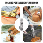 Stainless Steel Emergency Chow Set Camping Utensils Pocket Fork  spoon  knife Us