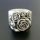 Boho 925 Sterling Silver New Women Fashion Vintage Style Rose Flower Ring Size 7