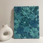 Original 3d Textured Flower Painting  Turquoise Shades Floral Wall Art  Giftidea