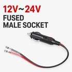 12v Cigarette Lighter Male Plug  16awg Wire  15a Fuse  Led Light  Black