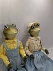Vintage Frog Couple Shelf Sitters  Granny Core  Cottage Core  19  Ceramic   Fabr