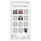First Year Photo Frame - Baby Keepsake   Milestone White Rectangle - Flowers 2