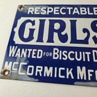 Vintage Girls Wanted Sign - Biscuit Department Porcelain Gas Pump Sign