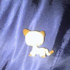 Littlest Pet Shop Lps White Cat Figure Figurine Brown Ears   Tail Toy