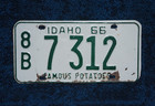 1966 Idaho Famous Potatoes License Plate