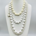 Vintage White Bead Necklace Lot 7 Lucite Acrylic Wedding Bridal Multi Strand