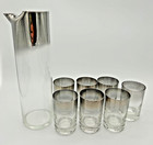 Vintage Vitreon Queen s Lusterware Ltd  8pc Cocktail Set 1950s Silver Ombr   Mcm