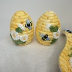 Vtg Yellow Beehive Kitchen Decoration Bumble Bee Ceramic Kitchen 4 Piece Set New