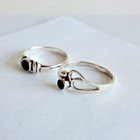 Lot Of 2 Vintage Sterling Silver Onyx Rings     Size 8     5g Total
