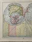 Antique Rand-mcnally 1908 Map  The World  northern   Southern Hemispheres  7   x6   