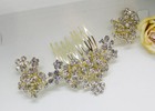 Gold Tone Hair Comb Bridal Wedding Crystal Rhinestone Hair Accessories 3859